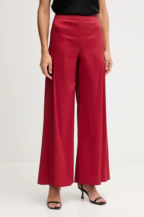 Pedro del Hierro spodnie damskie kolor bordowy szerokie high waist 7602521