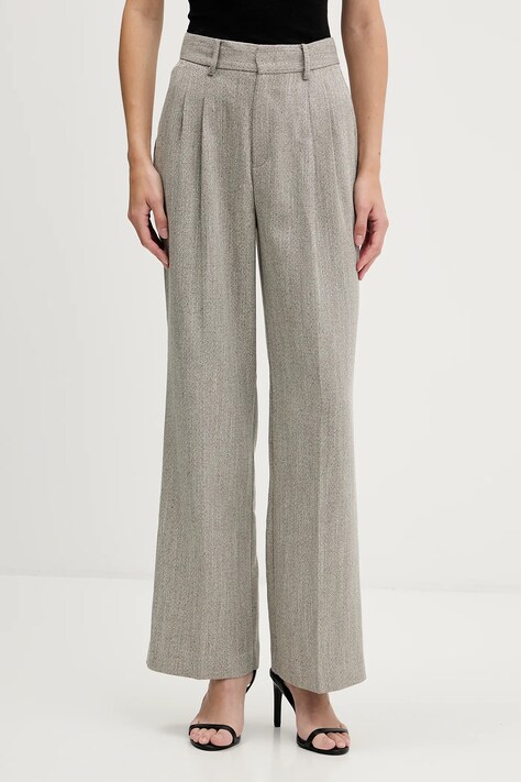 Pedro del Hierro spodnie damskie kolor beżowy szerokie high waist 7602530