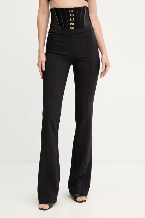 Elisabetta Franchi pantaloni culoarea negru, evazați, high waist, PA13257E2