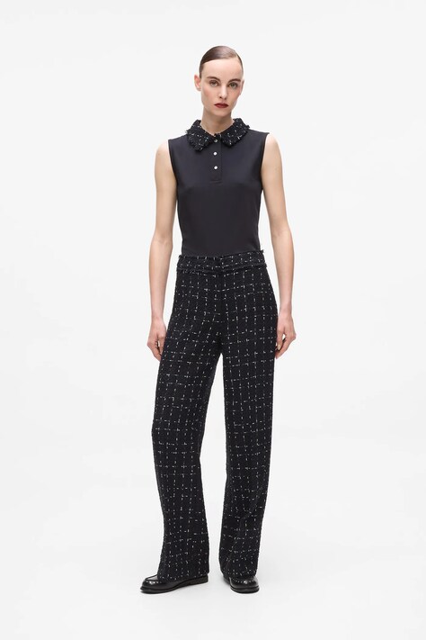 Karl Lagerfeld spodnie damskie kolor czarny proste high waist A4W10109