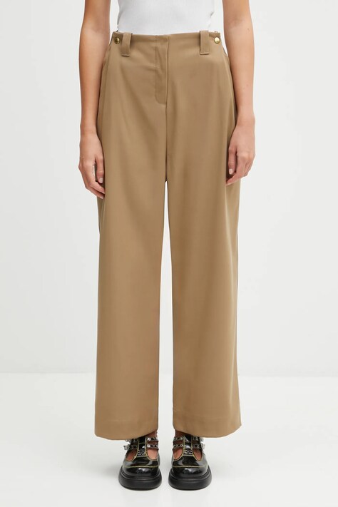 Barbour spodnie Lorrie Trousers damskie kolor brązowy szerokie high waist LTR0405BE31