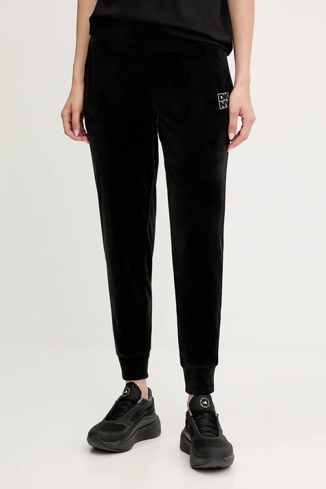 Dkny spodnie dresowe damskie kolor czarny z aplikacją DP5P3710