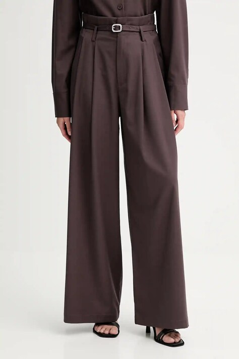 Hlače s primesjo volne ISABELLE BLANCHE bordo barva, IS25FW-P036-T002