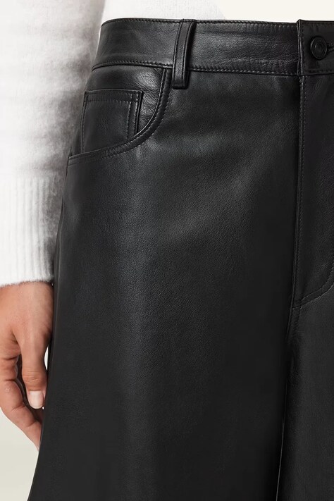 AllSaints spodnie skórzane JETT damskie kolor czarny szerokie high waist W026TD