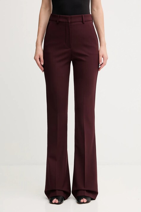 Sportmax spodnie z dodatkiem wełny FEBE damskie kolor bordowy szerokie high waist 2522136082600