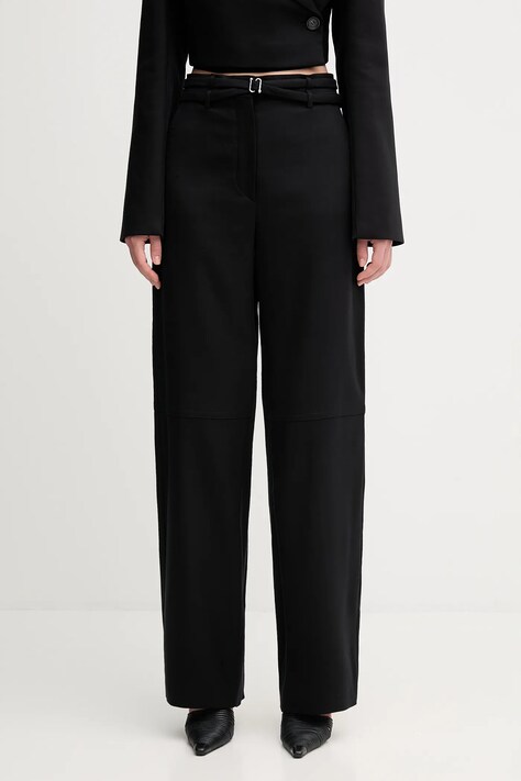 Sportmax spodnie SOSPIRO damskie kolor czarny szerokie high waist 2522136111600