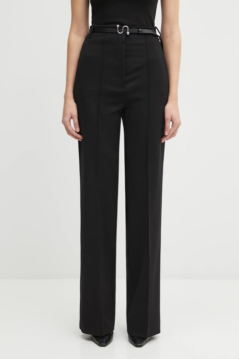 Sportmax spodnie TEXAS damskie kolor czarny dzwony high waist 2522786021600