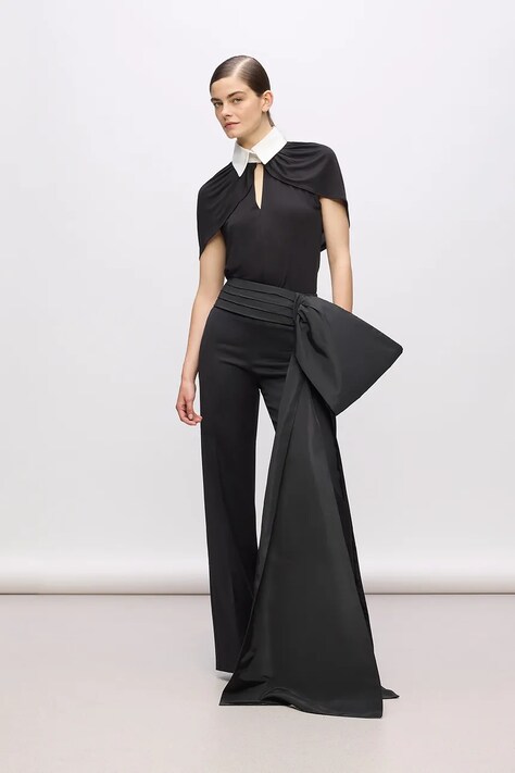 Karl Lagerfeld spodnie damskie kolor czarny szerokie high waist
