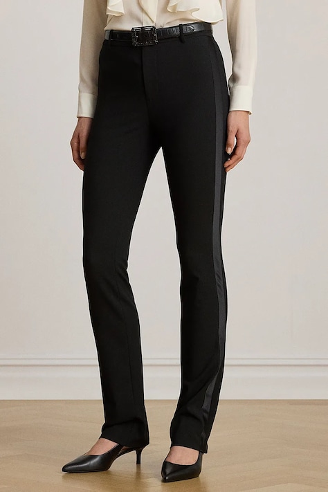 Lauren Ralph Lauren spodnie damskie kolor czarny dzwony high waist 200951577