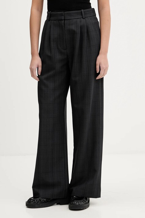 Abercrombie & Fitch spodnie damskie kolor szary proste high waist KI156-5552-979