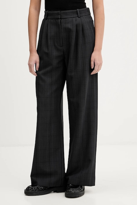 Abercrombie & Fitch spodnie damskie kolor szary proste high waist KI156-5552-979