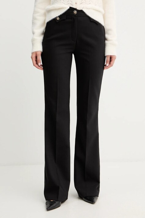 Morgan spodnie damskie kolor czarny proste high waist PADOR.F
