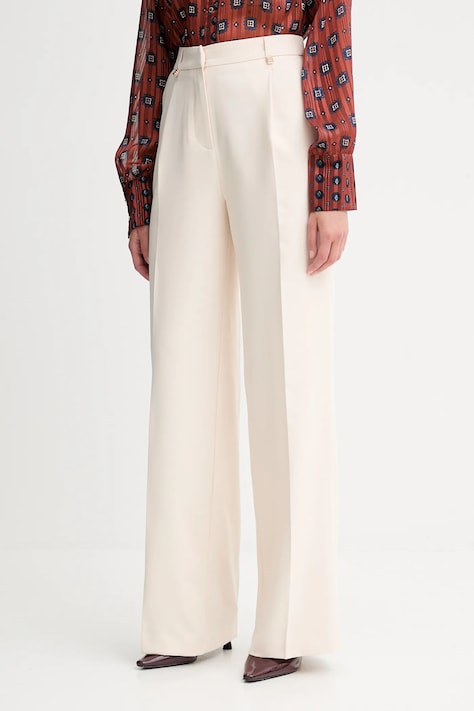 Morgan spodnie damskie kolor beżowy proste high waist PAKA.F