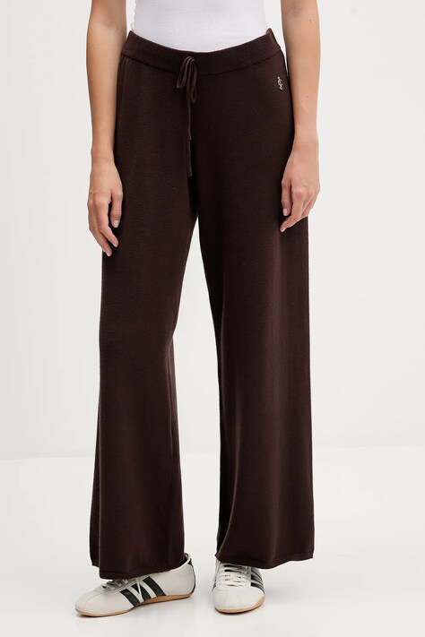 Juicy Couture spodnie damskie kolor brązowy proste high waist JCGBJ225017