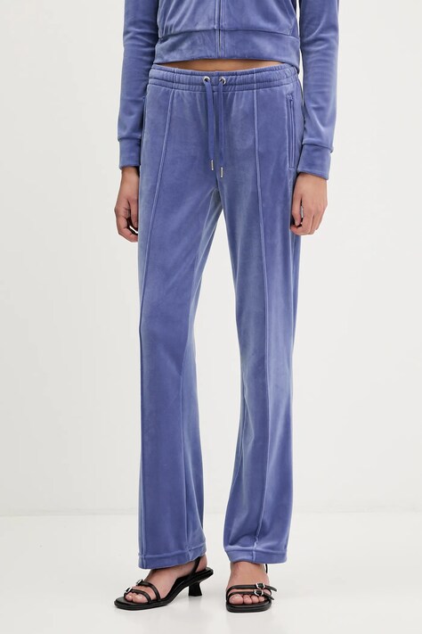 Juicy Couture spodnie dresowe welurowe kolor fioletowy z aplikacją JCWBJ225307