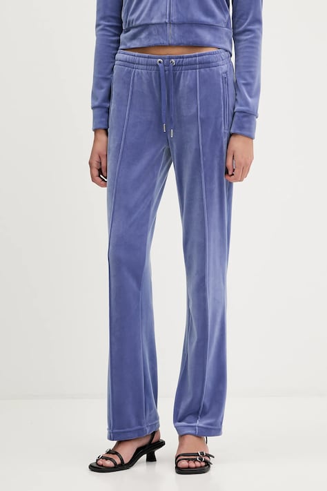 Juicy Couture spodnie dresowe welurowe kolor fioletowy z aplikacją JCWBJ225307