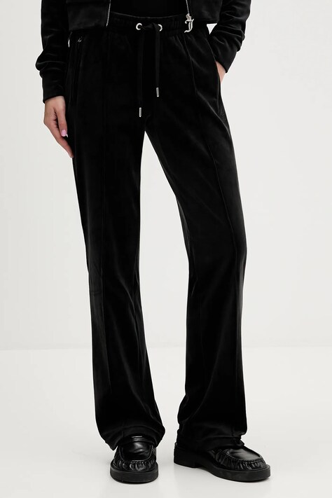 Juicy Couture velúr melegítőnadrág fekete, nyomott mintás, JCWBJ225307