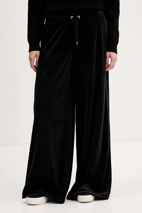 Juicy Couture spodnie dresowe welurowe damskie kolor czarny z aplikacją JCWBJ225309