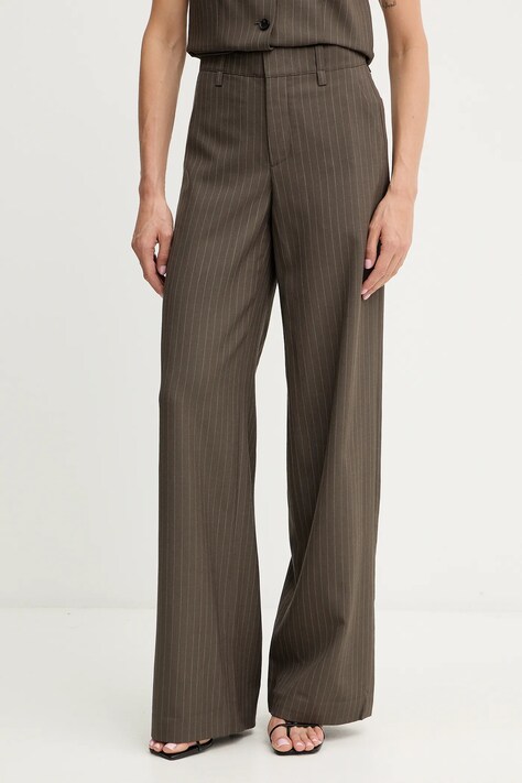 Miss Sixty spodnie wełniane damskie kolor brązowy szerokie high waist 6S3PJ4040A
