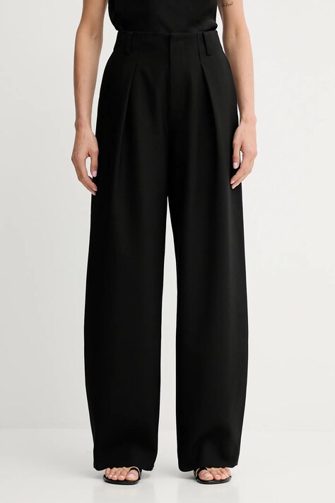 Miss Sixty spodnie wełniane damskie kolor czarny szerokie high waist 6S3PJ57700