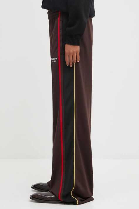 Панталон Martine Rose Wide Leg Trackpant в кафяво с широка каройка, с висока талия 167JT12722