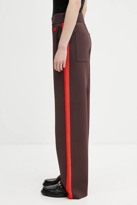 Kalhoty Wales Bonner Tide Track Pant dámské, hnědá barva, high waist, UA25KN02.VI05.801