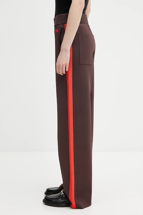 Kalhoty Wales Bonner Tide Track Pant dámské, hnědá barva, high waist, UA25KN02.VI05.801