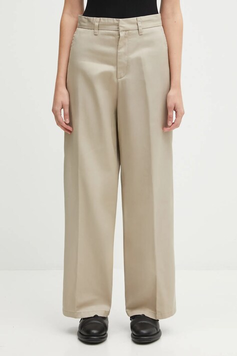 Carhartt WIP spodnie W' Omak Pant damskie kolor beżowy szerokie high waist I035682.G102