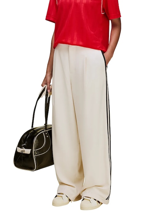 Kalhoty adidas Originals Wb Wide Trouser dámské, bílá barva, široké, medium waist, KB2295