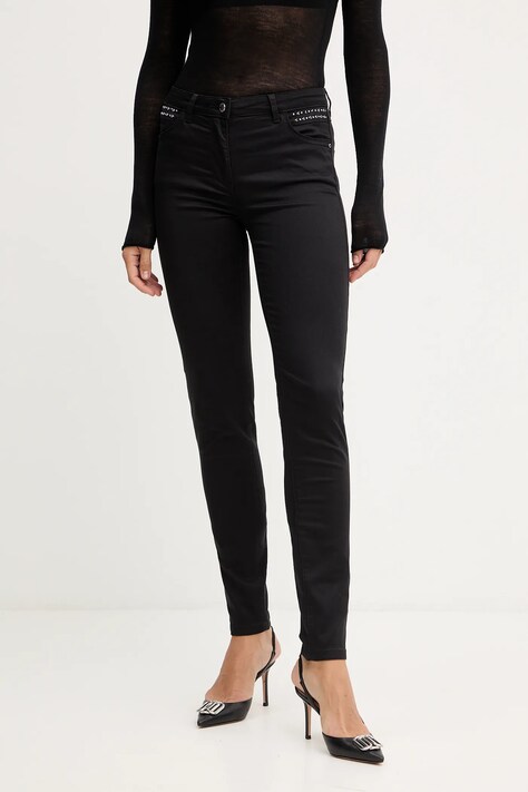 Morgan spodnie damskie kolor czarny dopasowane high waist