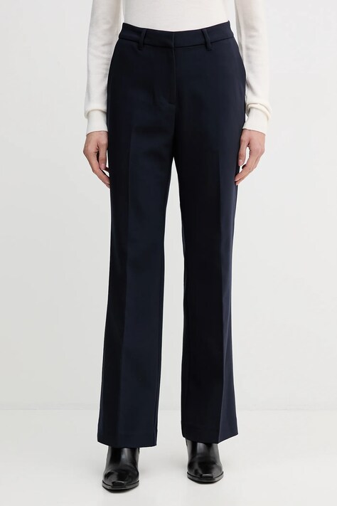 Gant spodnie damskie kolor granatowy proste high waist 4150334