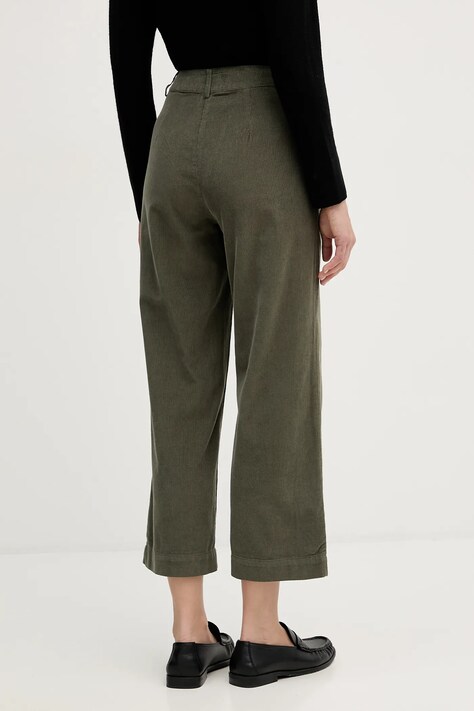 United Colors of Benetton spodnie bawełniane damskie kolor zielony proste high waist 494BDE02I