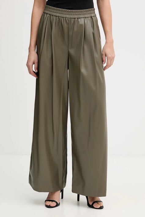 United Colors of Benetton spodnie damskie kolor zielony szerokie high waist 4M3CDF0A8