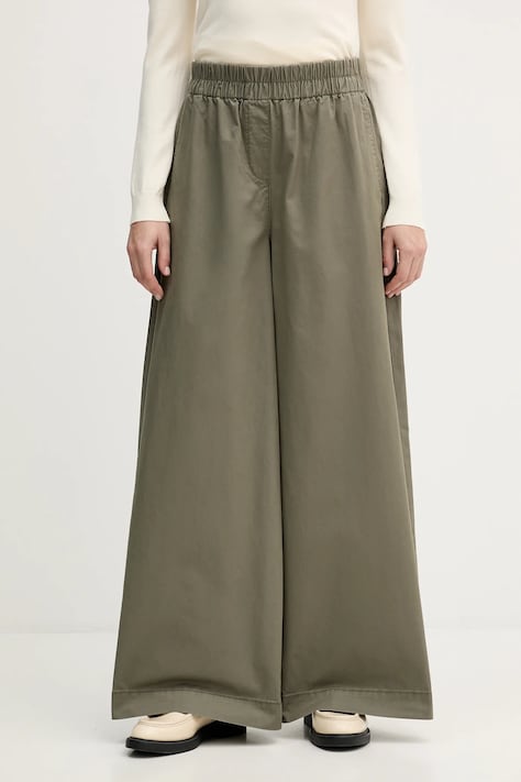 United Colors of Benetton spodnie bawełniane damskie kolor zielony szerokie high waist 4PAXDF0A4