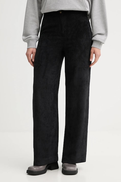 United Colors of Benetton spodnie sztruksowe damskie kolor czarny proste high waist 4Q5GDF0AI