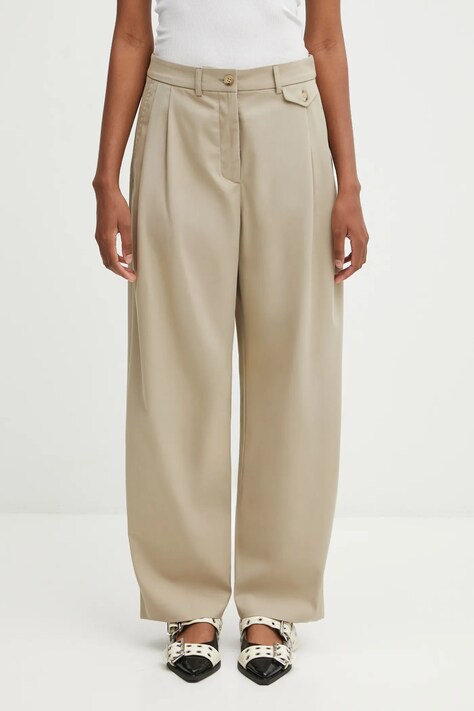 Maison Kitsuné trousers Double Pleated beige color PW01106WT3019