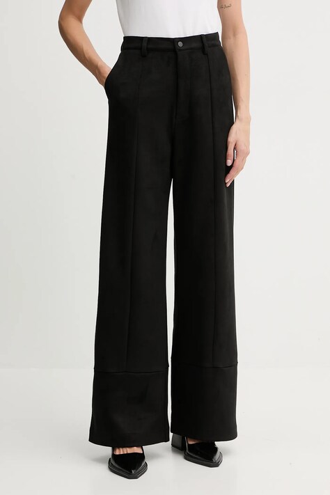 Bardot spodnie damskie kolor czarny dzwony high waist 58936PB4