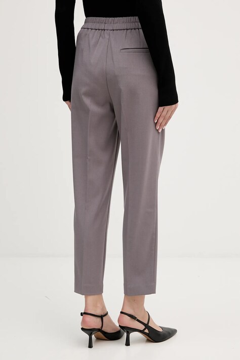 Sisley spodnie damskie kolor szary fason chinos high waist 41YPLF043