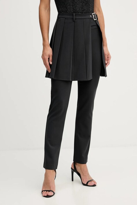 Sisley spodnie damskie kolor szary proste high waist 483QLF07Y