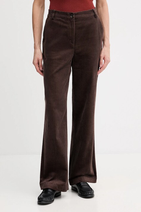 Sisley pantaloni culoarea maro, drept, high waist, 49L0LF07U