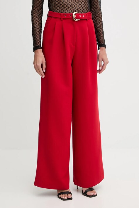 Morgan spodnie damskie kolor czerwony szerokie high waist PRED.F