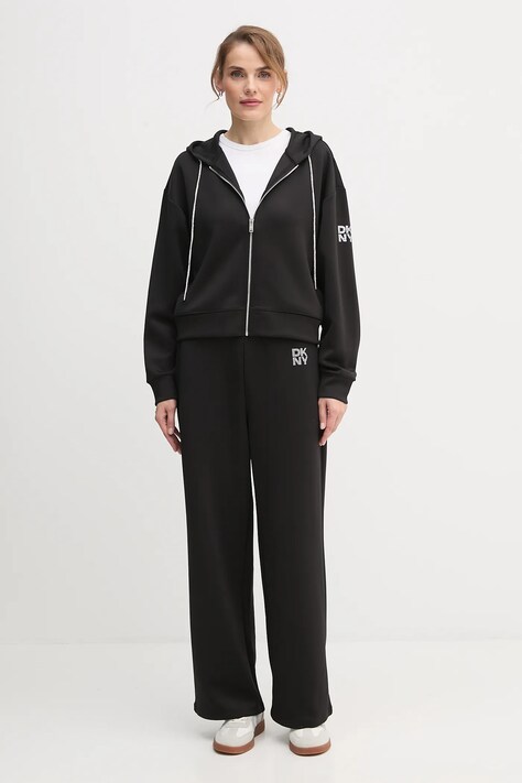 Dkny spodnie dresowe KNIT PANTS damskie kolor czarny gładkie P5MF7CNZ