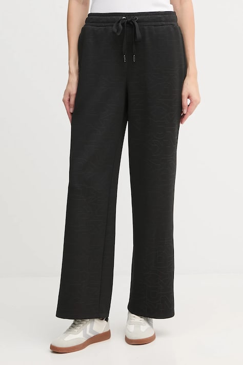 Dkny spodnie dresowe KNIT PANTS damskie kolor czarny wzorzyste P5MF6CSD