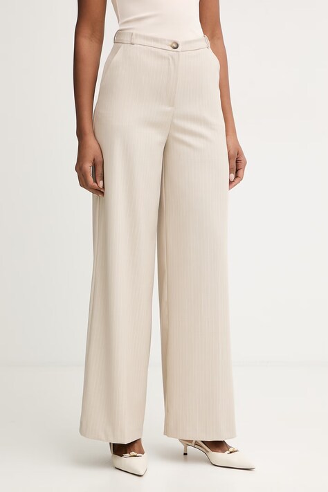 Hlače Haveone boja: bež, široke, visoki struk, PGE-P065