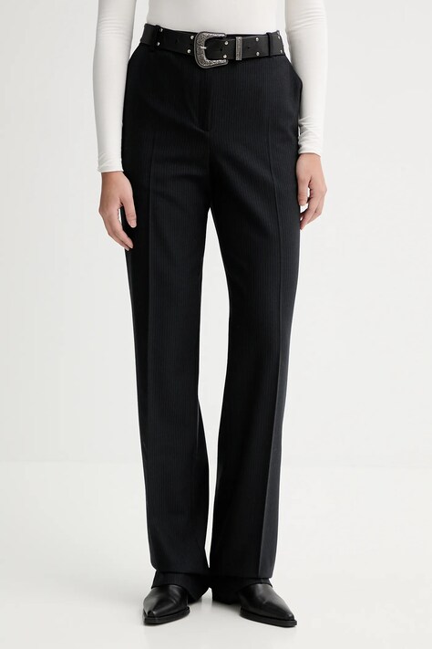 Kalhoty s příměsí vlny IRO WM23GAYLOR černá barva, medium waist, GAYLOR