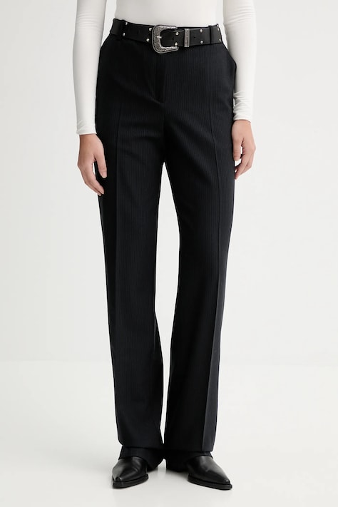 Kalhoty s příměsí vlny IRO WM23GAYLOR černá barva, medium waist, GAYLOR