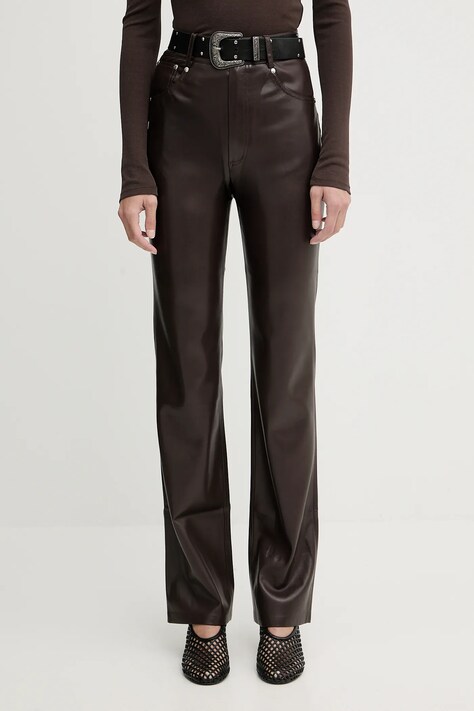 Nanushka spodnie damskie kolor brązowy dopasowane high waist NW25FWPA29878