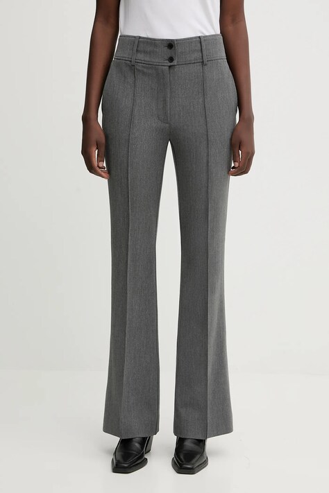 Nohavice AllSaints ASTRA šedá farba, rovný strih, vysoký pás, W042QD