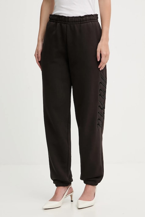 La Mania spodnie dresowe bawełniane NOLAN damskie kolor brązowy gładkie NOLAN