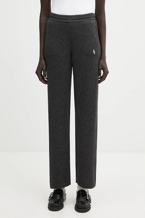 Sporty & Rich spodnie SRC Cashmere damskie kolor szary proste high waist PA02764302GY11